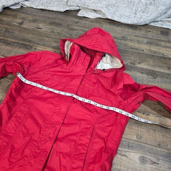 Marmot Precip Rain Jacket Women Size Small Desert Red Color High neck Arm Vents - Picture 8 of 15